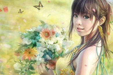 Spring Butterfly Girl   Wallpapers