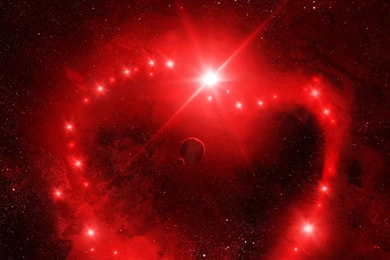 Outer Space Red Stars Artwork Hearts Art Wallpapers
