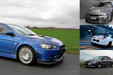 This Is My Wallpaper. A Lightning Blue Evo X, A R34 GTR Z Tune, A ...