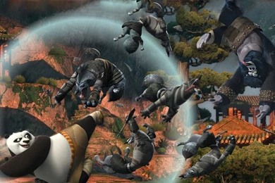 Po Fighting Wolves In Kung Fu Panda 2 Desktop Wallpapers