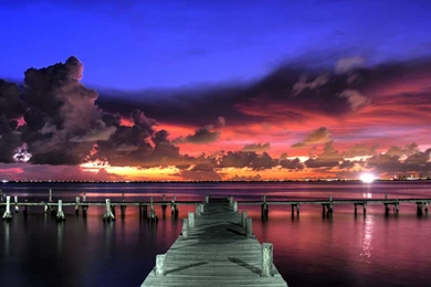 Summer Colourful Summer Sunset Sky Clouds Landscape Pontoon ...