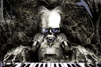 Skeleton Playing Piano Backgrounds   Twitter & Myspace Backgrounds