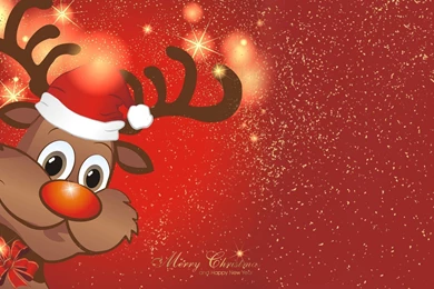 Deer: Bright Merry Christmas Cheerful Rudolph Reindeer Red Cute ...