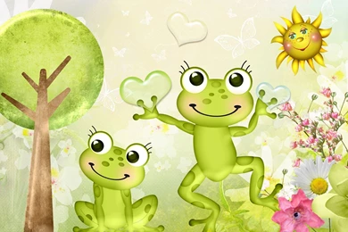 Frogs Spring Frogs Flowers Hearts Sunshine Easter Tree Sun Happy ...