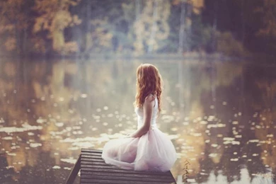 Lonely Girl, White Dress, Lakeside Wallpaper,Lonely HD Wallpapers ...