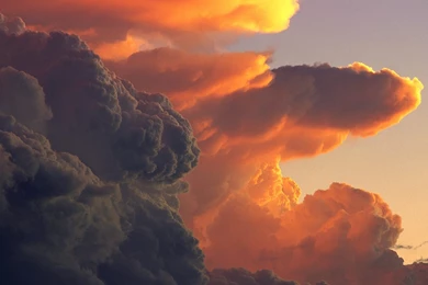 Cumulus Clouds At Sunset   Weather Wallpapers Image Featuring Clouds