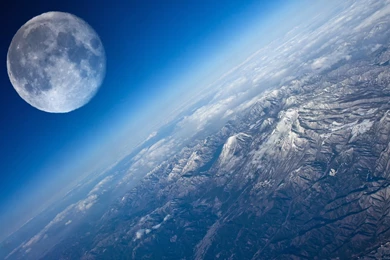 The earth and the moon space desktop hd ipad wallpapers landscape ...