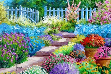 Flower Garden Paintings   Wallpaper.