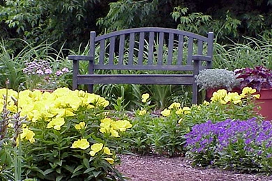 Wallpapers Flower Garden Gardens Quiet Moment On This Bench Within ...