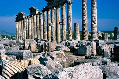Ruins World Architecture Rocks Pillars Syria Wallpapers