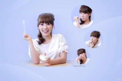 Korean Singers Kim Taeyeon Blue Backgrounds Bangs Wallpapers ...