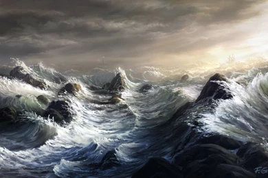Ocean,sea Ocean Sea Waves Storm Lighthouses Artwork Felx 1680x1050 ...