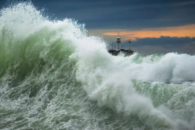 Sea Waves Ocean Storm Lighthouse Wallpapers