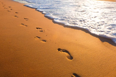 Beach, Wave And Footsteps At Sunset Time By Macinivnw On DeviantArt