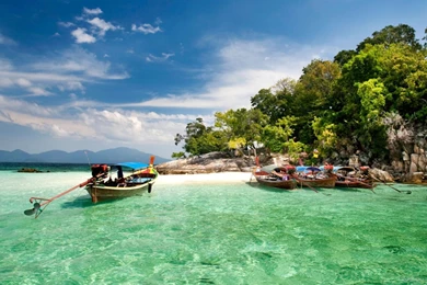 Download 1920x1080 Thai Boat On The Beach Wallpapers