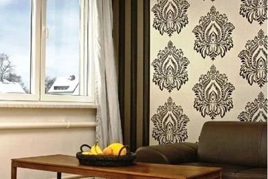 Traditional Floral Damask White And Black Wallpapers For Living ...