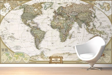 World Map Wallpaper, Atlas Wall Murals
