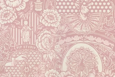 313062 Light Pink Flock Floral Toile   Eijffinger Wallpapers