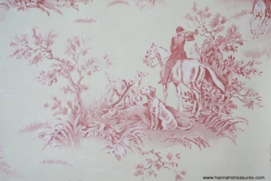 1940's Vintage Wallpapers Dark Pink Toile By HannahsTreasures