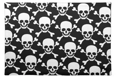 Skull With Cross Bones Skull On Black Backgrounds Placemat
