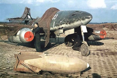 Messerschmidt Me 262 With Camouflage On Airfield   Historical ...