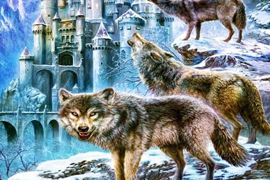 Other: Wolves Snow Castle Winter Wolf Pack Predator Mountains ...