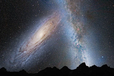 Milky Way Galaxy And The Andromeda Galaxy   Wallpaper.