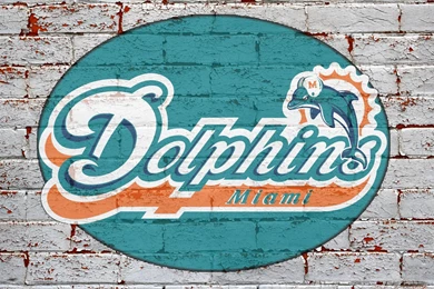 Nfl Miami Dolphins Logo On Grey Brick Wall