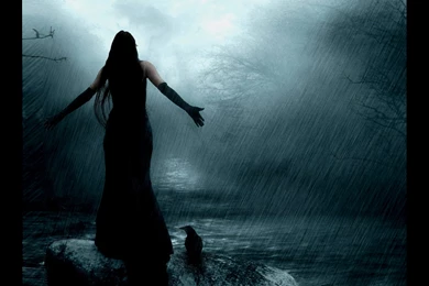 Black Dressed Woman In The Rain Wallpapers From Gothic Girls Wallpapers