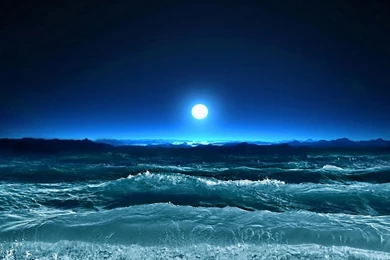Blue Moon Sea Widescreen Wallpapers