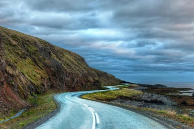 LOVELY WINDING COASTAL ROAD HDR WALLPAPER   (