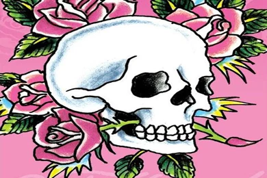 Wallpapers Ed Hardy Pink Skull And Roses Ipad 1024x1024