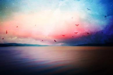 The Sea In Peaceful And Slow Flow, The Sky Is Colorful And ...