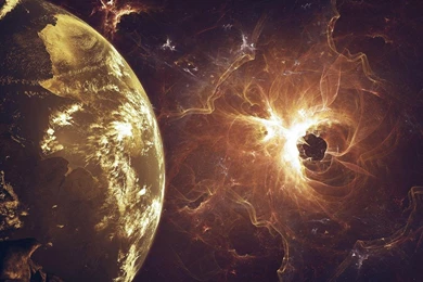 Art Space Dual Screen Light Earth Planets Black Hole HD Wallpapers ...