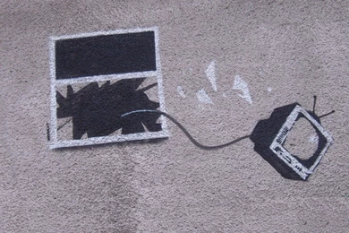 Tv Stencil Street Art Window Wallpapers   (