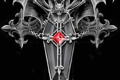 Gothic Cross Tattoo Over Black Backgrounds