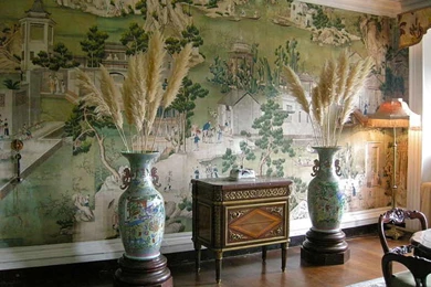Wall With Chinese Wallpapers Design — Interior & Exterior Doors ...