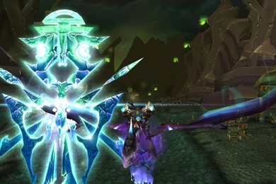 Kucha Poses Next To A Naaru Near The Black Temple In Shadowmoon Valley