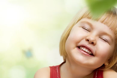 Download Wallpapers 3840x1200 Child, Apple, Smile, Face, Butterfly ...