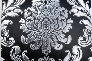 Black And Silver Wallpapers 3D Damask Gold Foil Wall Mural Glitter ...