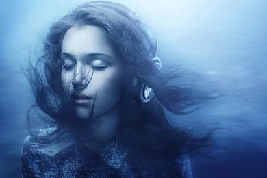 Artwork Dj Girls Closed Eyes Black Hair Wallpapers