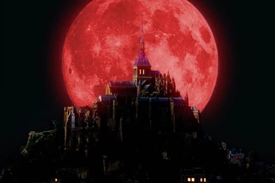 Fantasy Castle Horror Red Moon Dark Hd Wallpapers   (