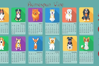 2016 Doggies Desktop Wallpapers With Calendar