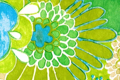 Turquoise Floral Vinyl Wallpapers