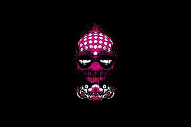 Pink Splatter Vectorized Skull