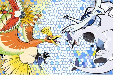 Ho Oh Lugia With Stained Glass Wallpapers   (