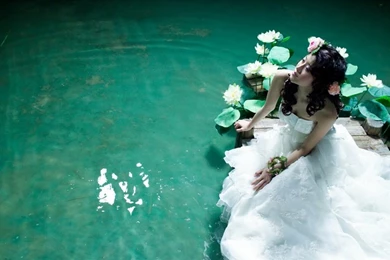 Women Brides Asians Rivers Lotus Flower – Nature Rivers HD Desktop ...