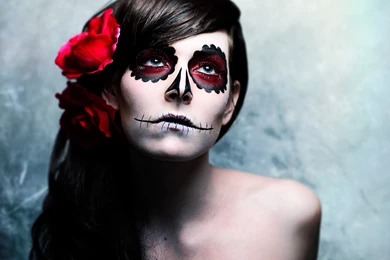 Day Of The Dead Makeup Half Face   Wallpaper.