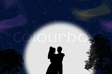 Lovers On Beautiful Night Backgrounds Illustration