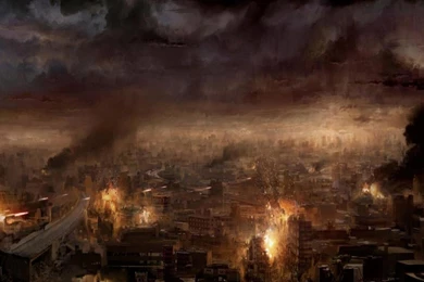 Ruins Burning City Apocalypse Artwork Hd Wallpapers   (